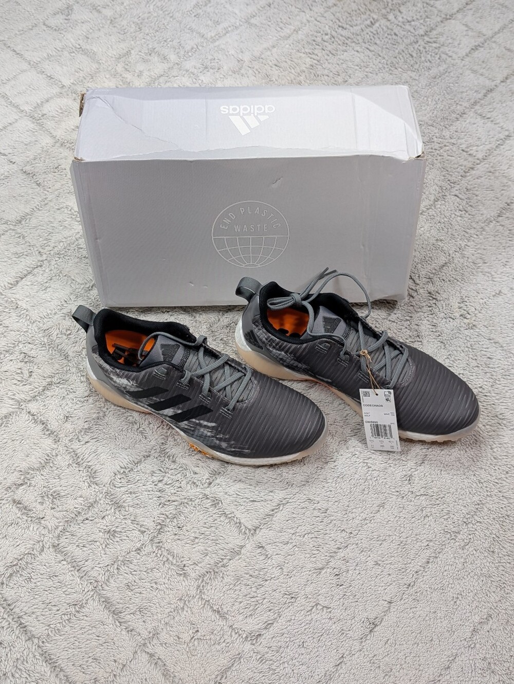 Adidas CodeChaos Gray Orange Rush Golf Shoes Mens Size 11 GW5995 NEW
